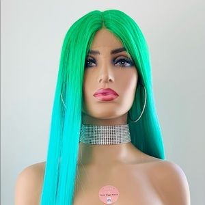 Gorgeous Ocean Green & Blue Premium Fiber Lace Front Wig!